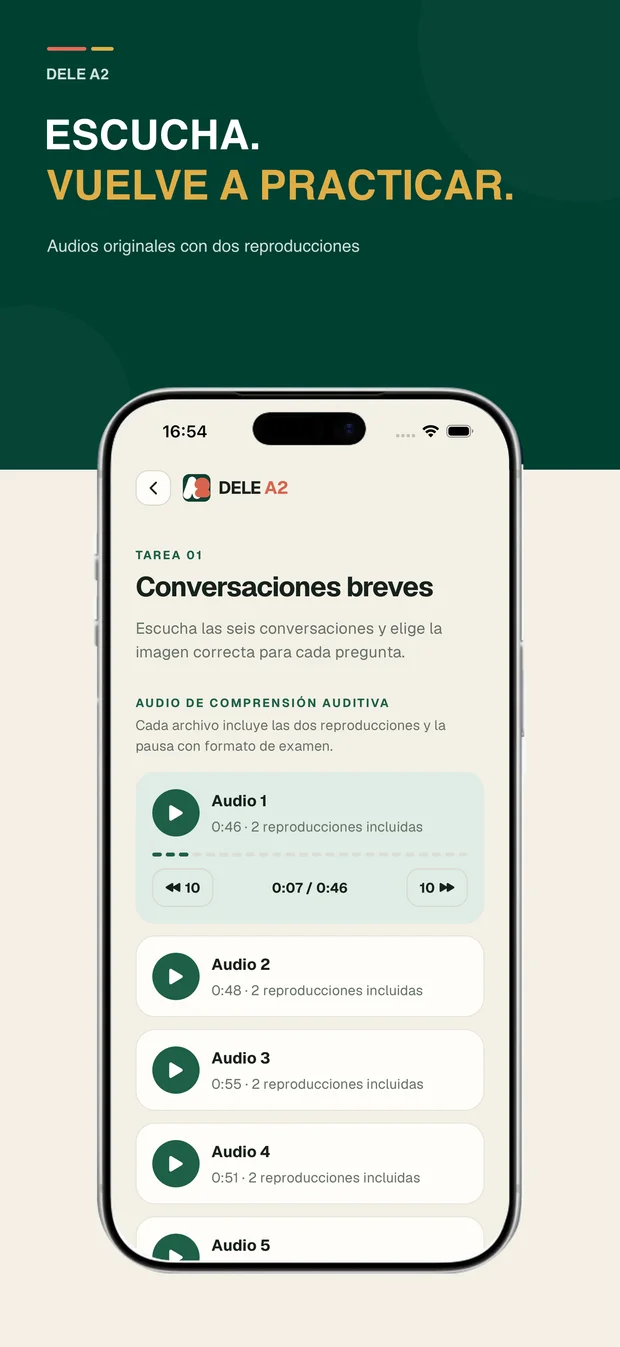 Práctica de comprensión auditiva en DELE A2